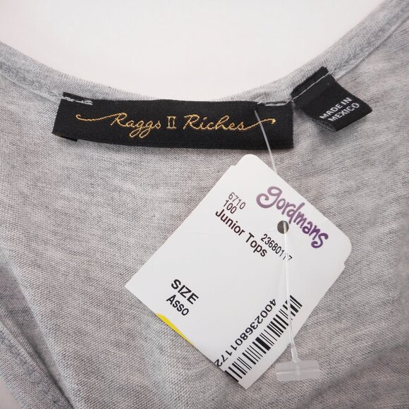 Raggs II Riches Juniors M Tank Top Gray Scarf Tie-Back Elephant Moon Sun Print - Picture 6 of 10